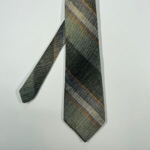 Posh Green Striped Wool Woven in Scotland Necktie Mens One Size